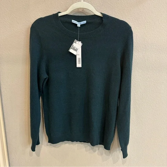 NWT Antonio Melani | L | 100% Cashmere Crewneck Sweater Spruce Green DEEP GREEN - Picture 2 of 9